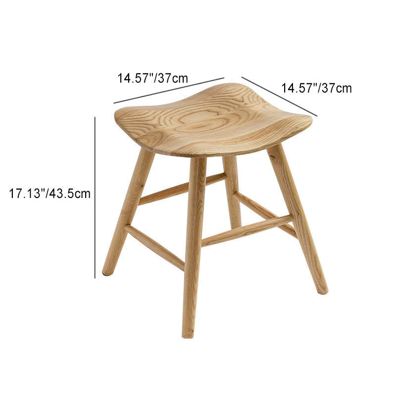 Nordic Ash Wood Square Vanity Stool