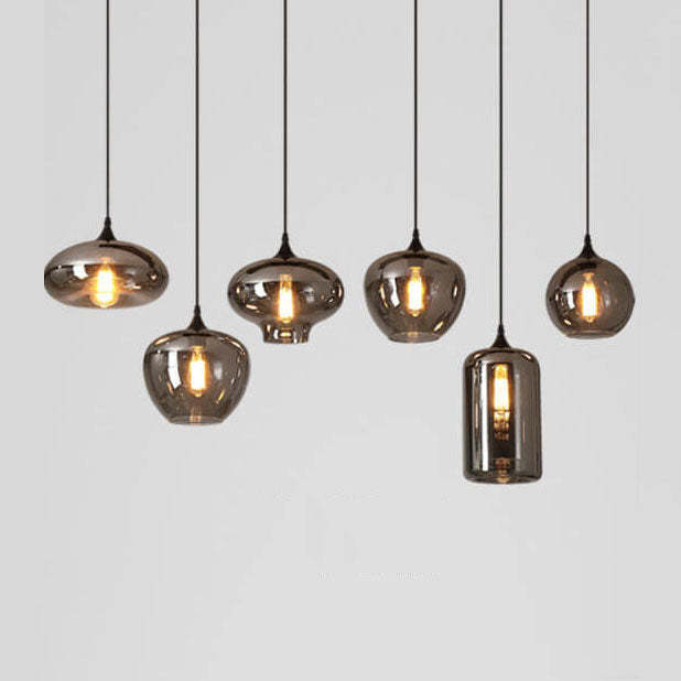 Modern Smoke Gray Glass LED Pendant
