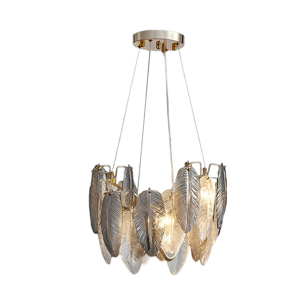Romantic Creative Feathers Glass Three Step Dimming Modern Chandelier-Lighom