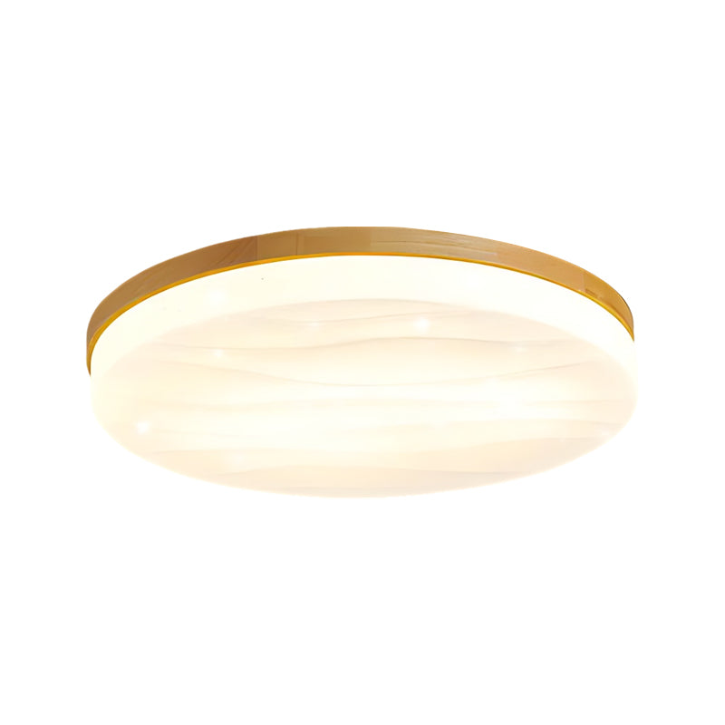 Round Wood Dimmable Modern LED Ceiling Fixture