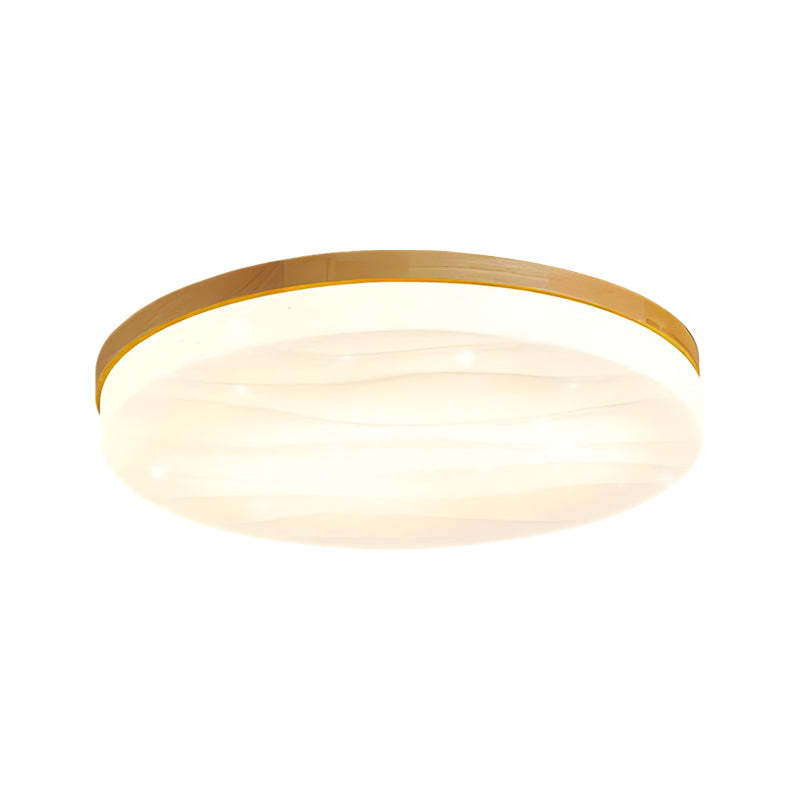 Round Wood Dimmable Modern LED Ceiling Fixture