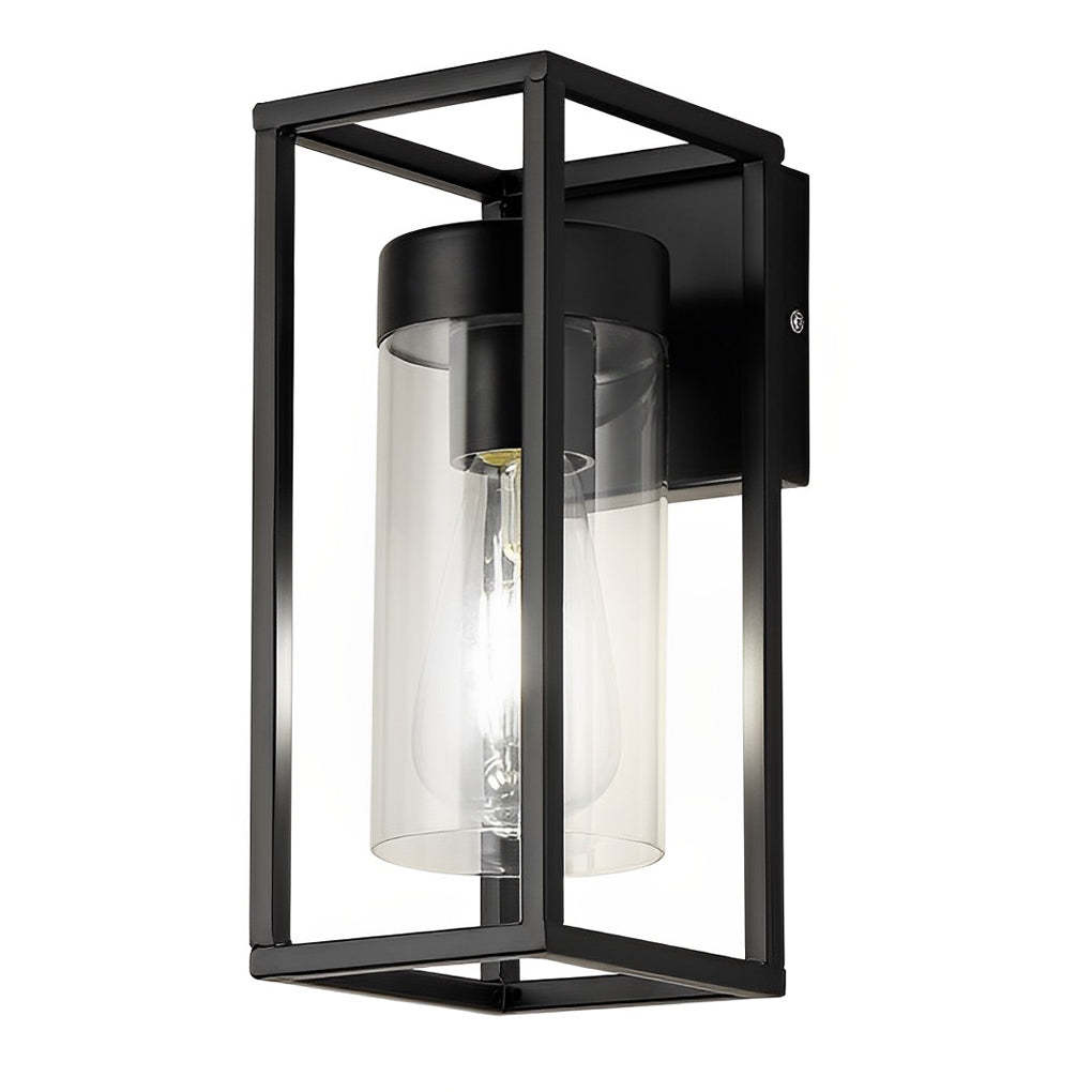 Rectangular Glass Black Industrial Wall Sconce