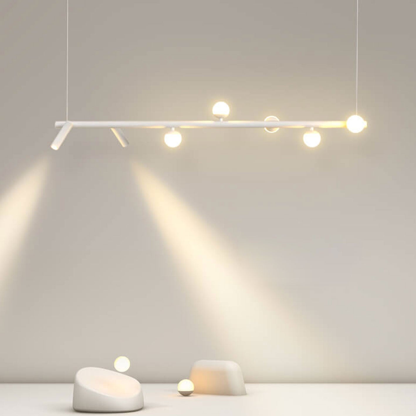 Minimalist Linear Acrylic Iron LED Island Chandelier
