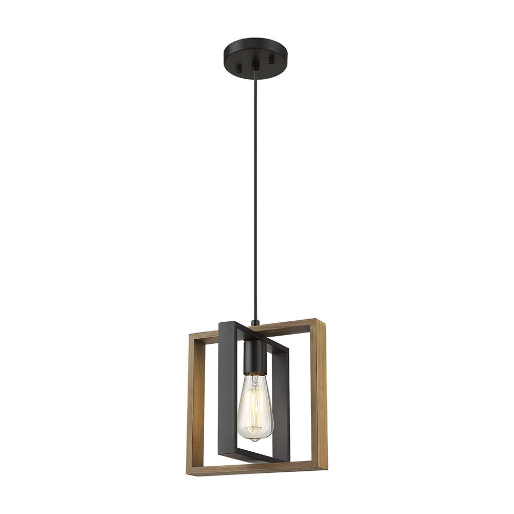 Wood Frame Retro American Long Dining Chandelier