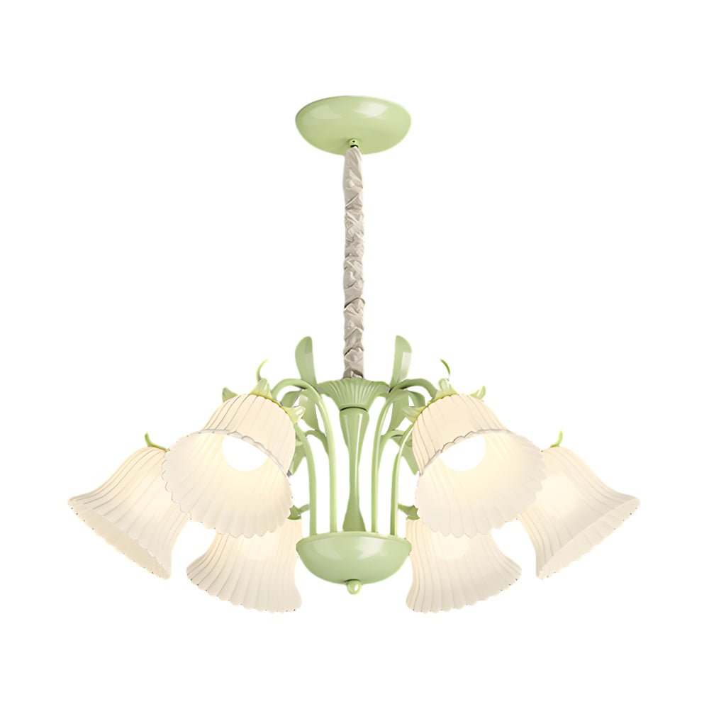 6-Light Pastoral White Flower French Chandelier