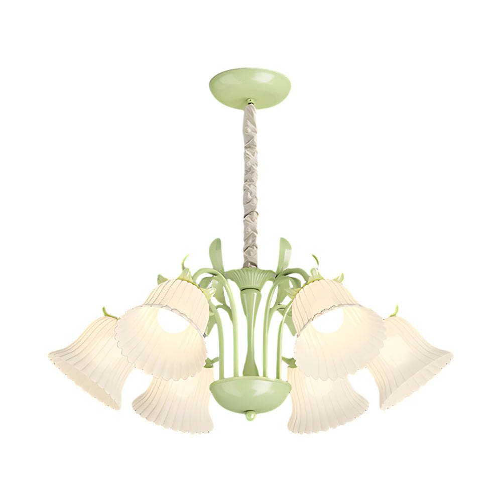 6-Light Pastoral White Flower French Chandelier