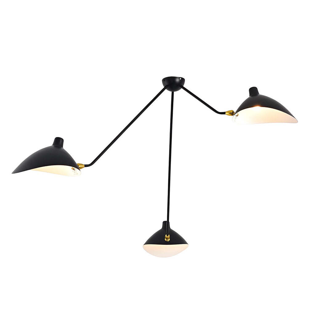 Rotatable 3-Light Duckbill Black Modern Ceiling Fixture
