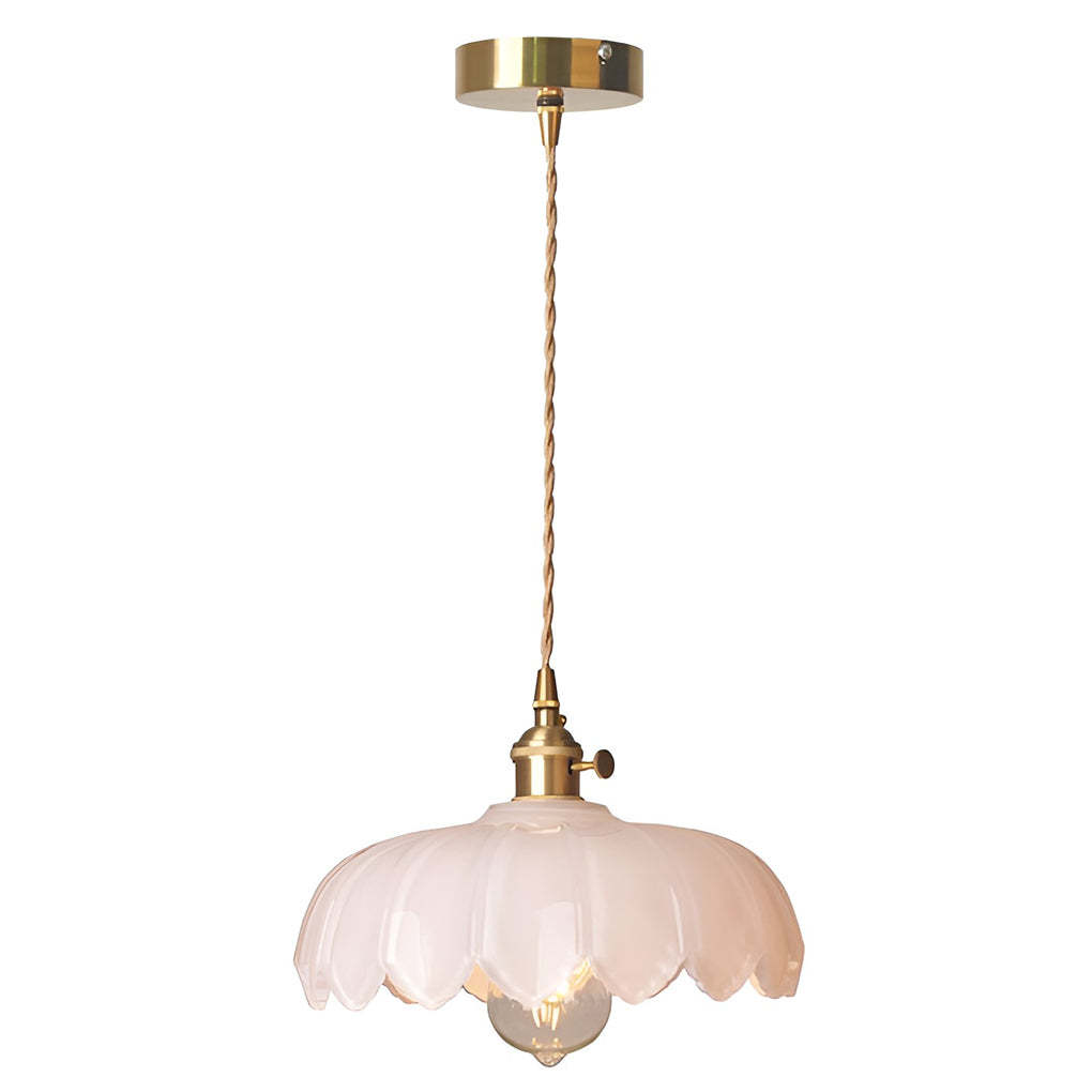 Retro Flower Glass Brass Nordic Kitchen Pendant