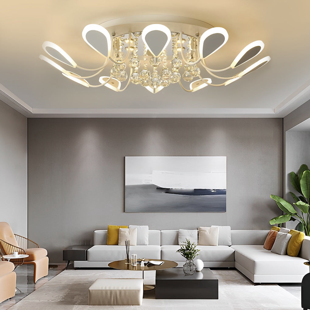 Flower Dimmable Crystal LED Flush Mount