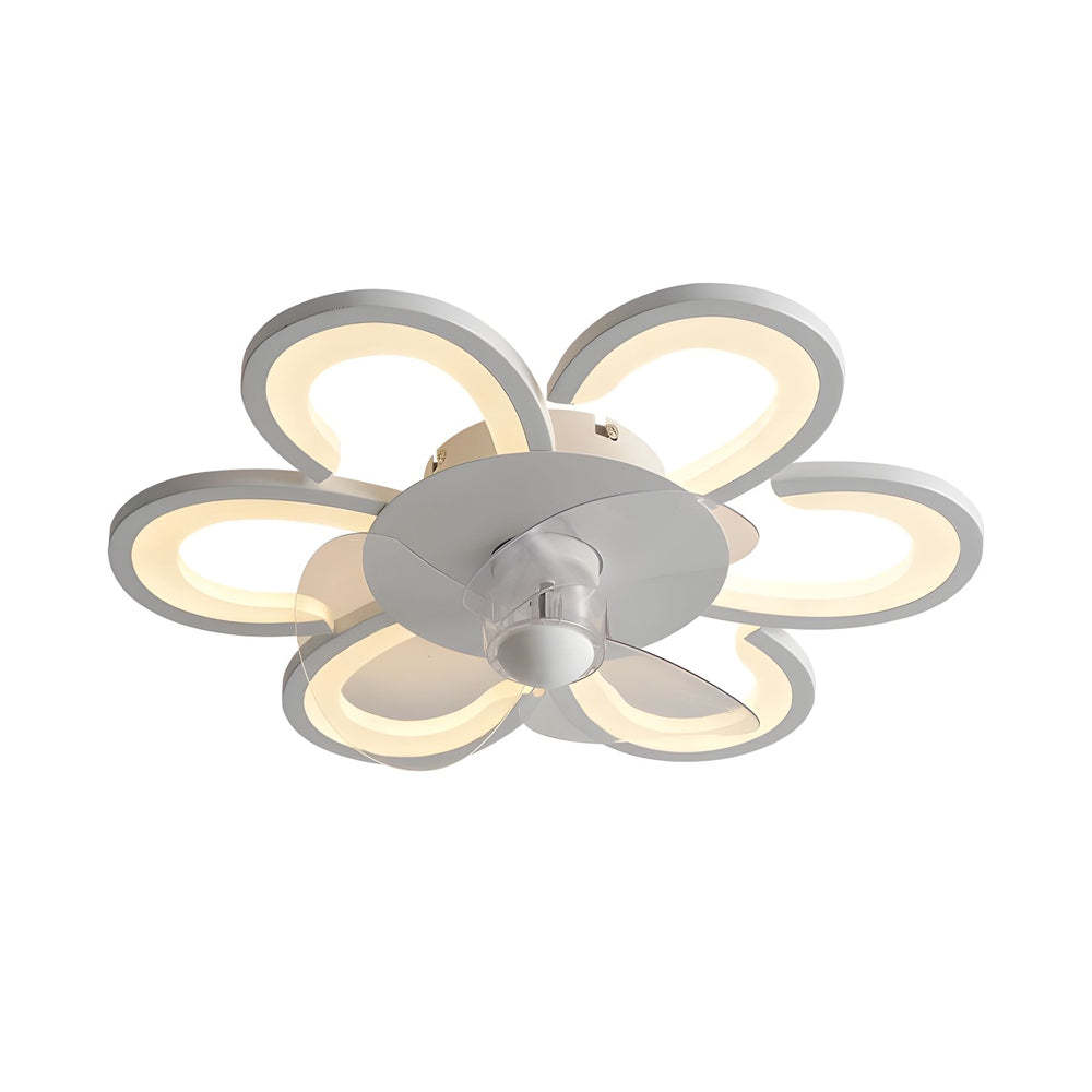 19.7 in. 6-Speed White Flower Flush Mount Ceiling Fan Light