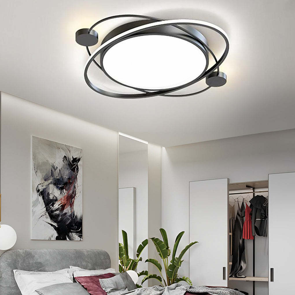 Circular Dimmable LED Nordic Flush Mount - Black