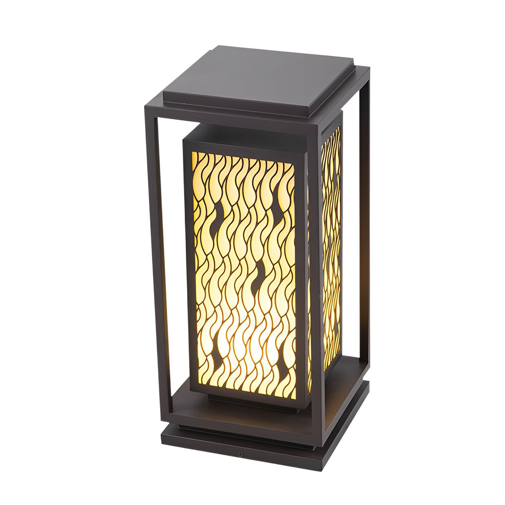 Square Retro Waterproof LED Black Vintage Outdoor Pathway Lights Lawn Lamp-Lighom