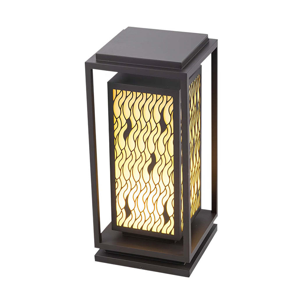 Square Retro Waterproof LED Black Vintage Outdoor Pathway Lights Lawn Lamp-Lighom
