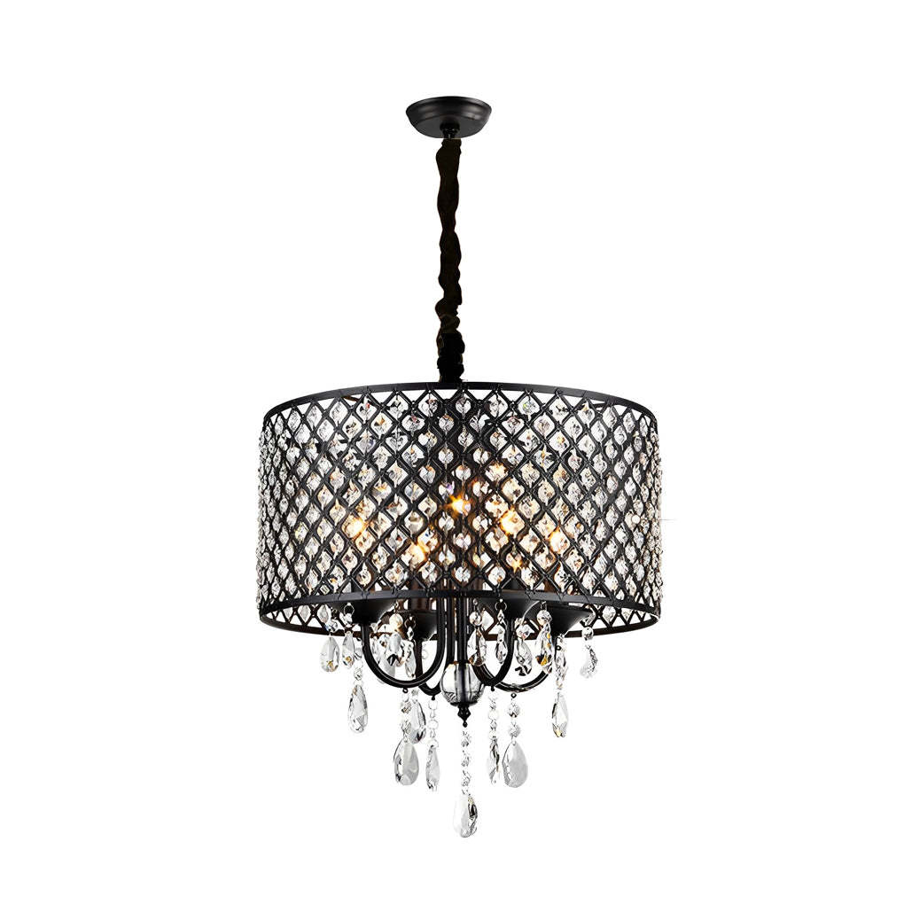 Round Iron Crystal Retro American Pendant Chandelier