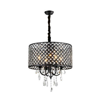 Round Iron Crystal Retro American Pendant Chandelier