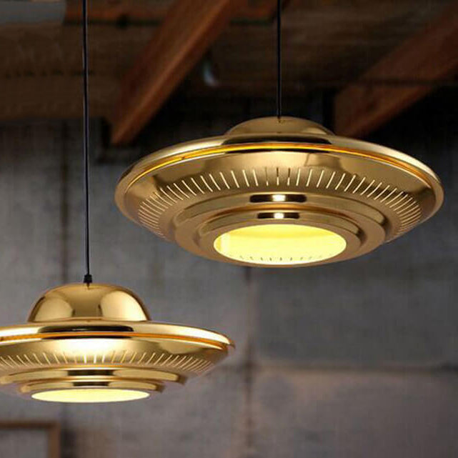 Industrial Vintage Iron Flying Saucer Pendant