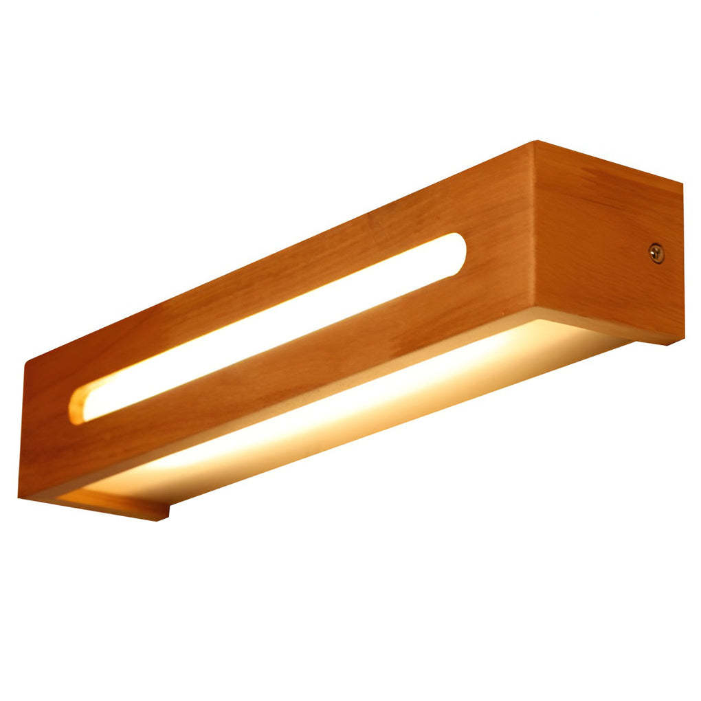 Rectangular Wood Waterproof LED Nordic Wall Lamp Mirror Light Sconces-Lighom