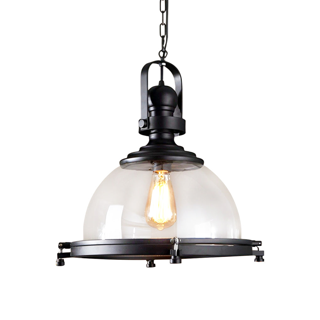 Retro Semicircular Black Industrial Pendant