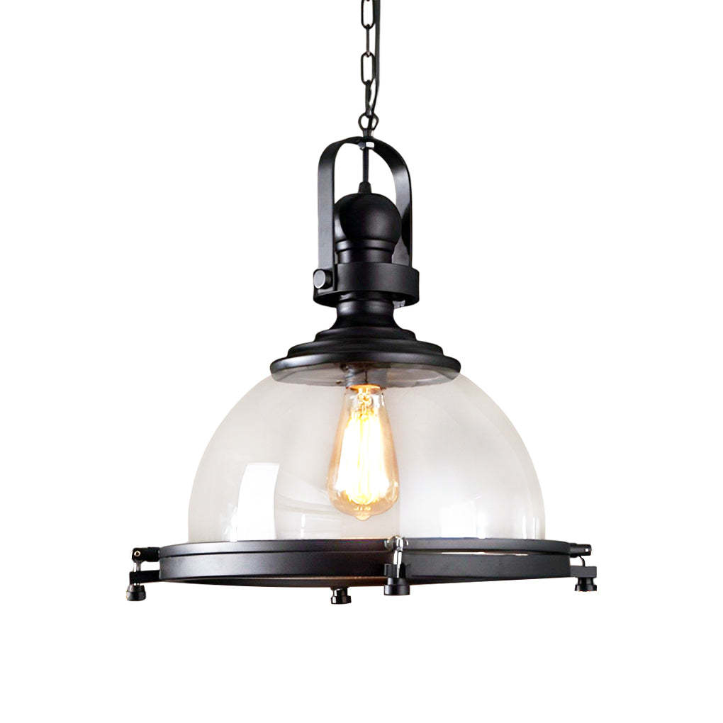 Retro Semicircular Black Industrial Pendant