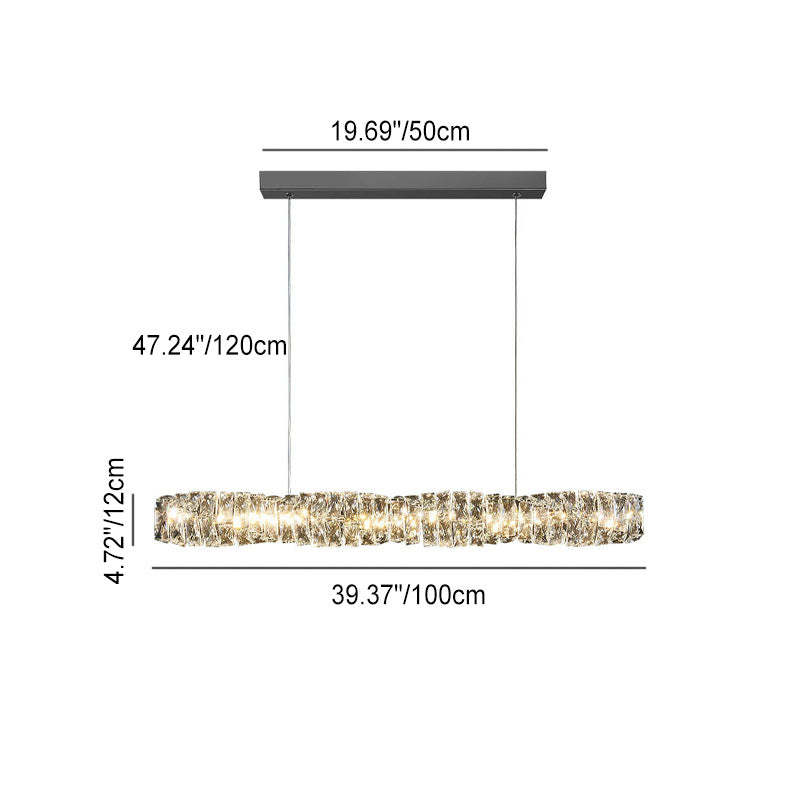 Modern Stainless Steel Crystal Strip LED Island Pendant