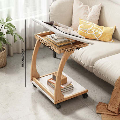 Vintage Engineered Wood Flip-Top Movable Side Table