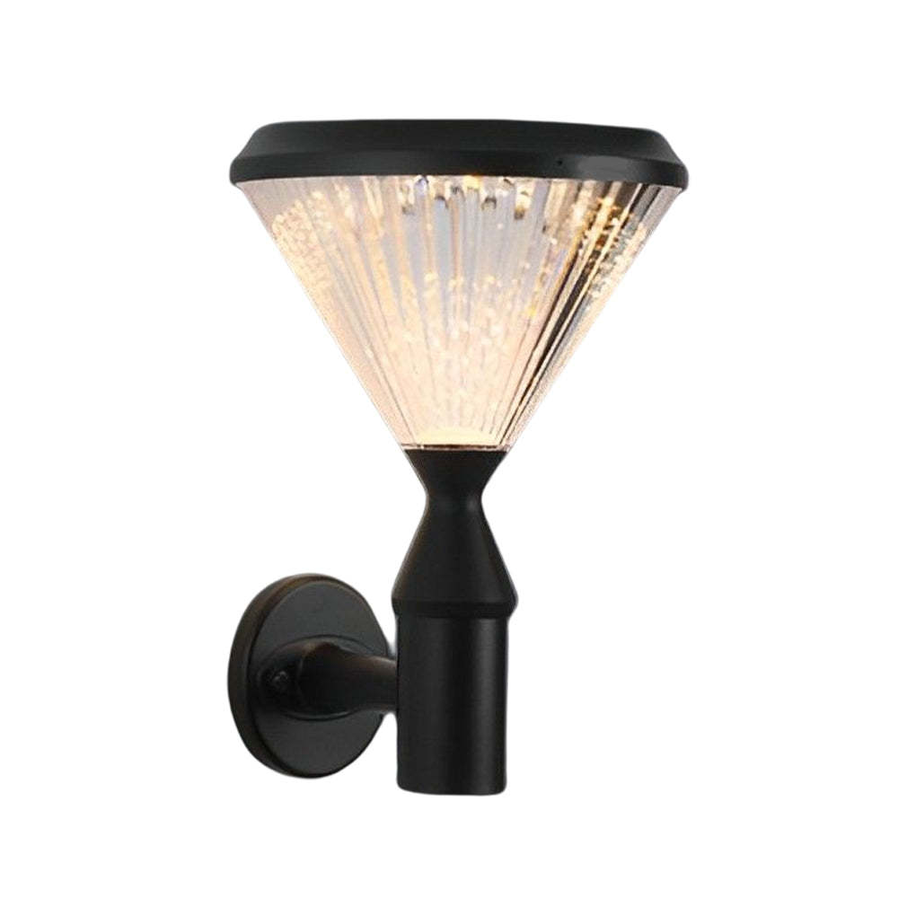 Round Waterproof Light Control LED Black Modern Solar Outdoor Lights-Lighom