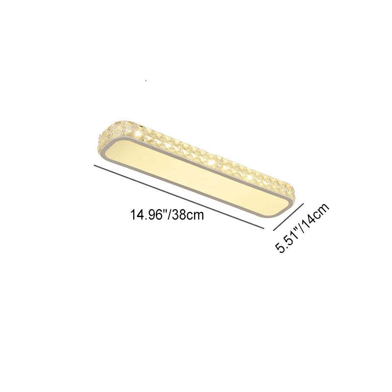 Modern Crystal Strip Acrylic LED Flush Mount Light — Small - White / White Light (5000K) / 220V-240V For UK/AU