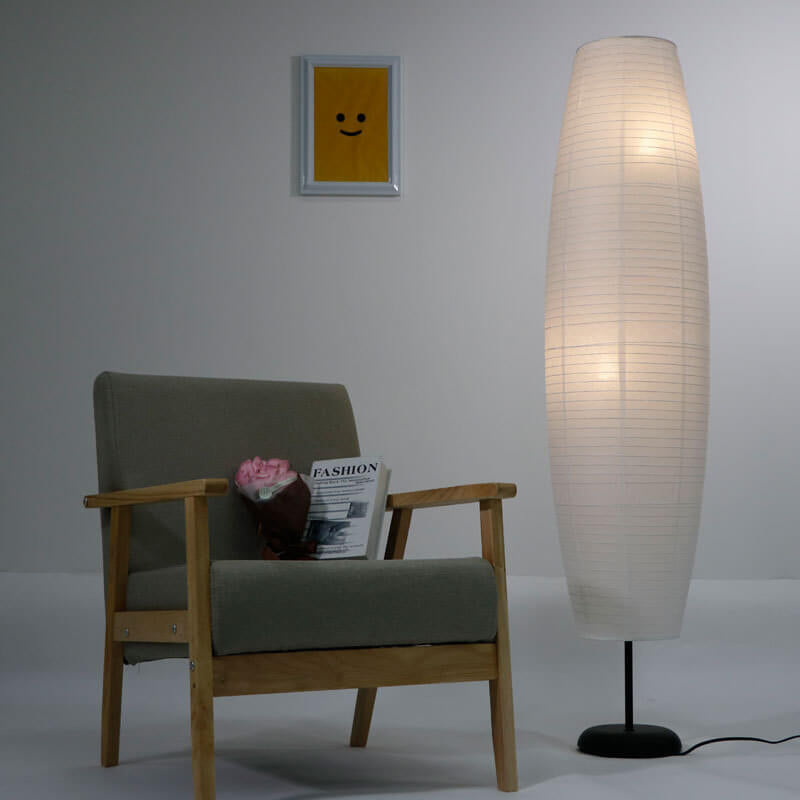 Lighom nordic 2-light column black floor lamps in wood — 220V-240V (UK/AU)