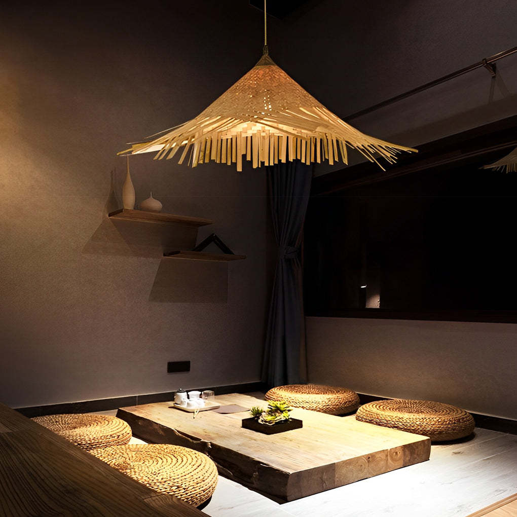 Caribbean Bamboo Woven Burlywood Kitchen Pendant Light