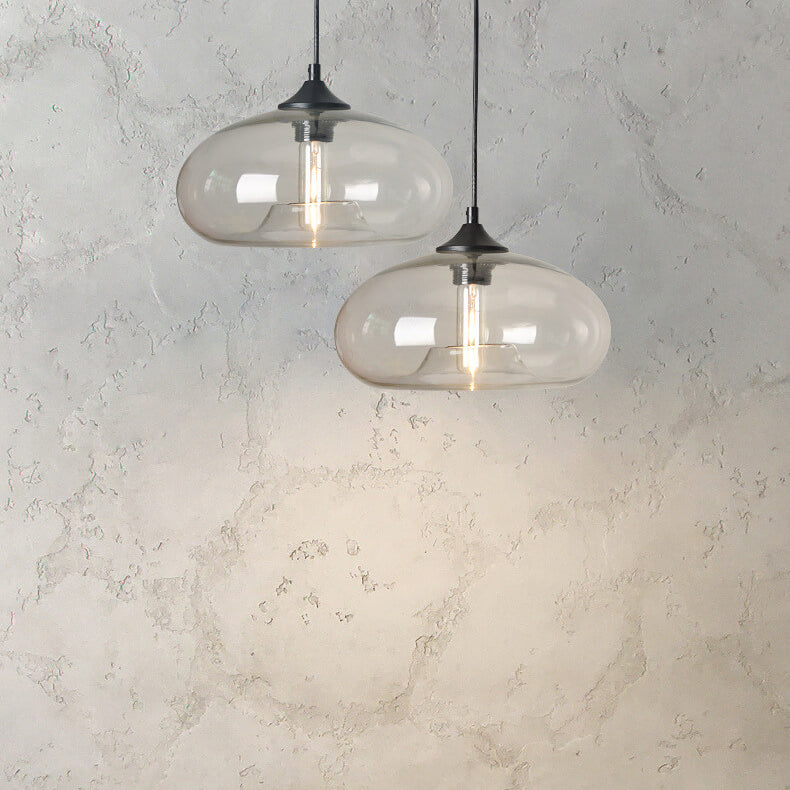 Colored Glass Oval Pendant Light