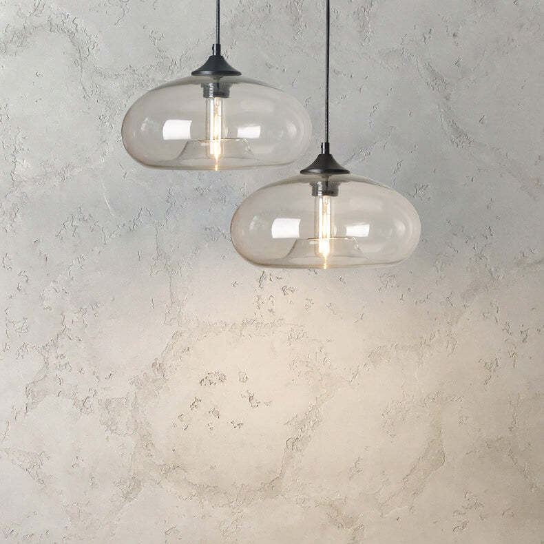 Colored Glass Oval Pendant Light