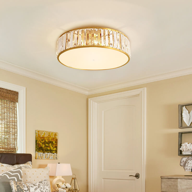 Modern Iron Crystal Round 3/4/5-Light Flush Mount