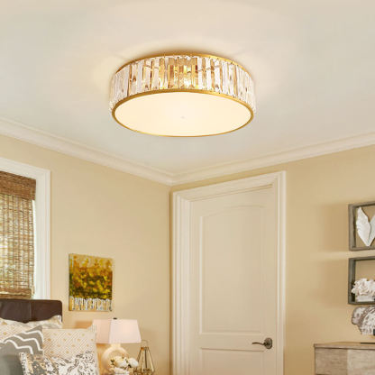 Modern Iron Crystal Round 3/4/5-Light Flush Mount