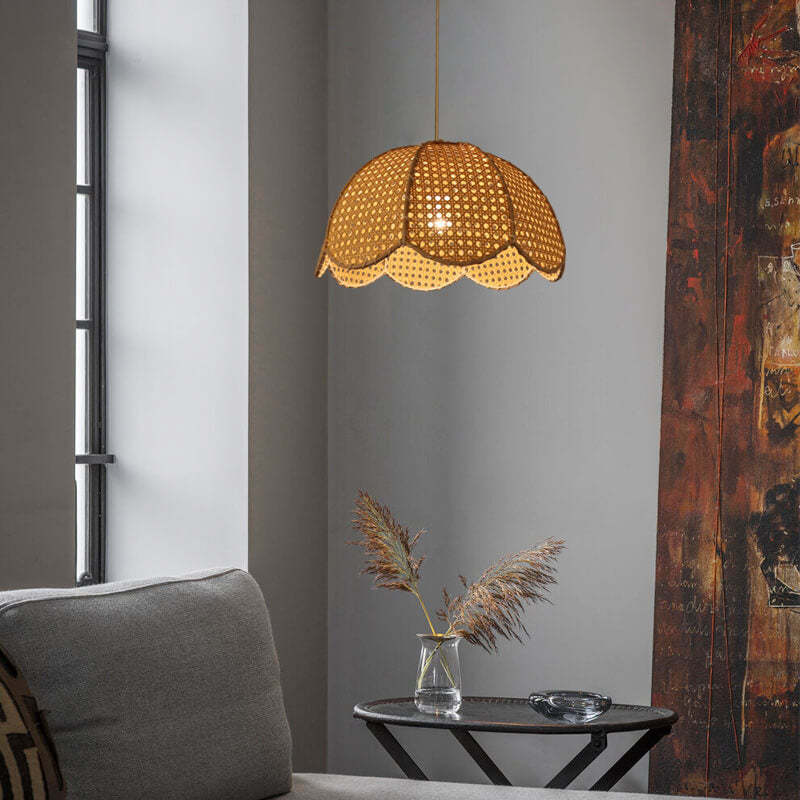 Nordic Rattan Scallop Dome Pendant Light