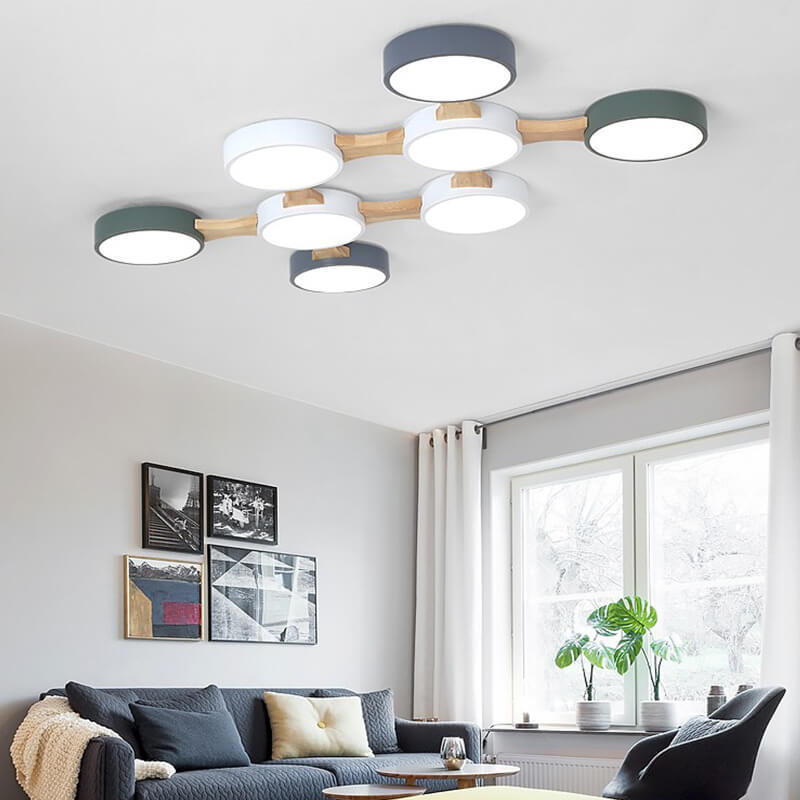 Modern Macaron Circle 3/4/5/8-Light LED Flush Mount