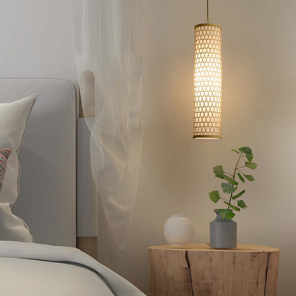 30" Thin Cluster Cylinder Farmhouse Bamboo Pendant Light