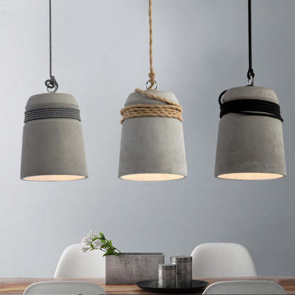 Industrial Cement Column Rope Pendant Light