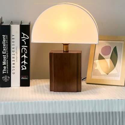 Vintage Semicircle Fabric Wooden Base Lamp — 220V-240V For UK/AU