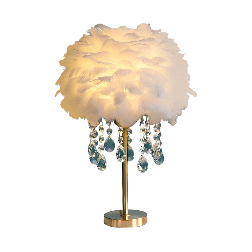 LED Feather Crystal Tassel Ambient Table Lamp