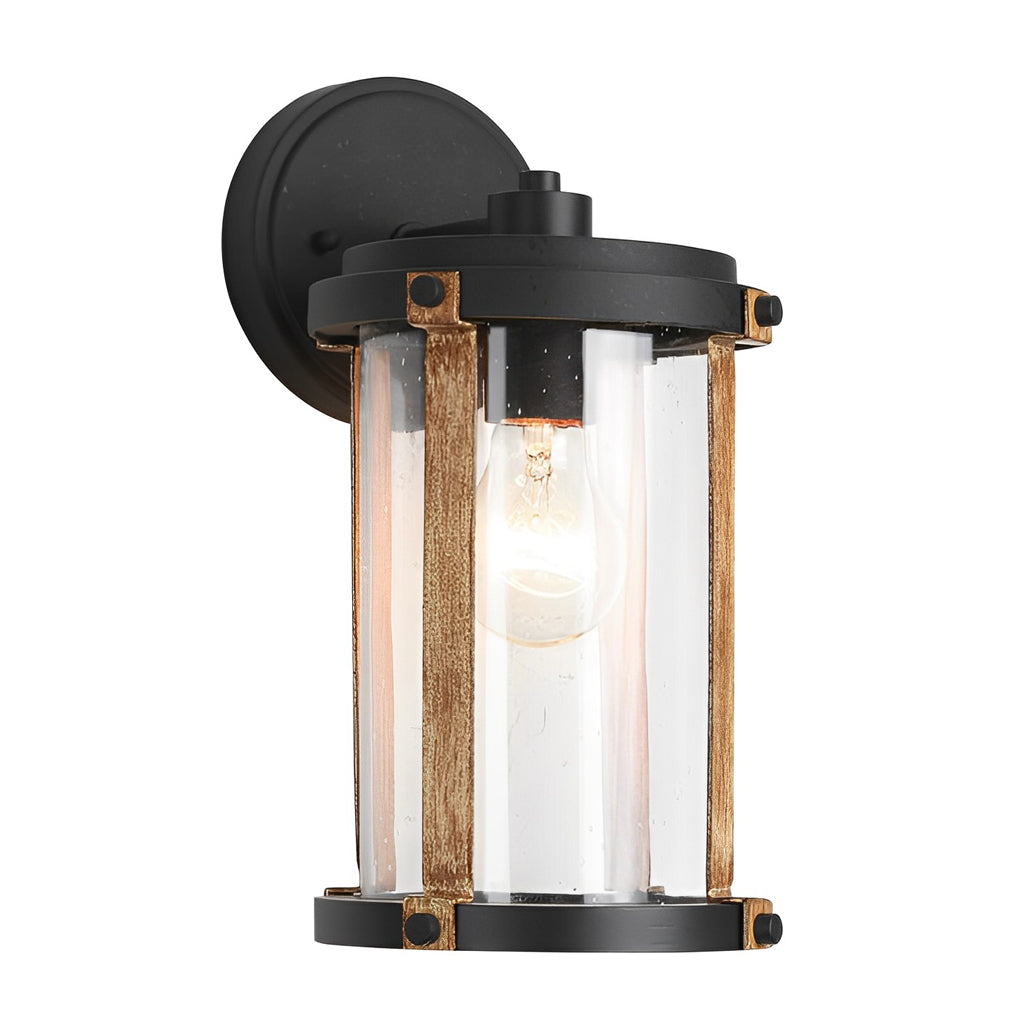 Vintage Waterproof Glass Black Industrial Style Outdoor Wall Sconces Lighting-Lighom