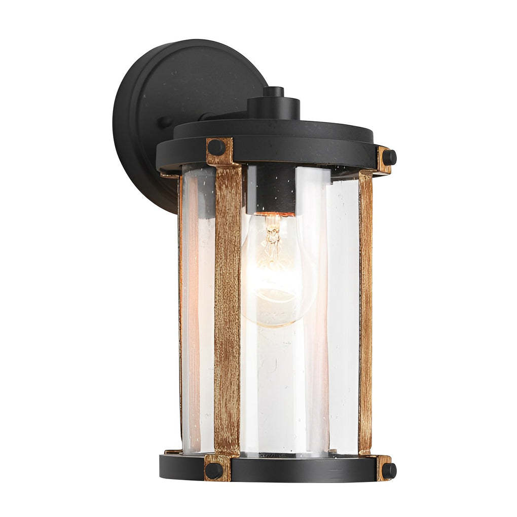 Vintage Waterproof Glass Black Industrial Style Outdoor Wall Sconces Lighting-Lighom