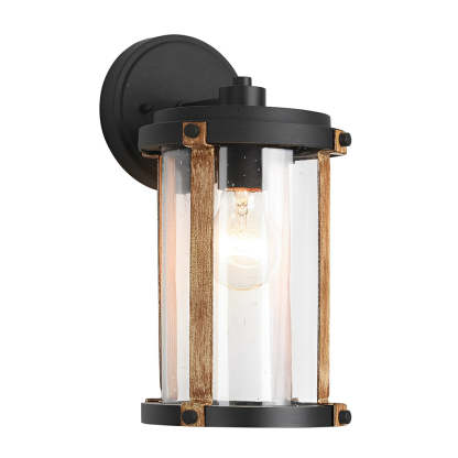 Vintage Waterproof Glass Black Industrial Style Outdoor Wall Sconces Lighting-Lighom