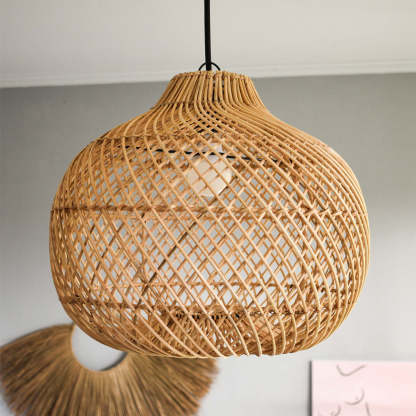 Handmade Wicker Basket Rattan Pendant Light