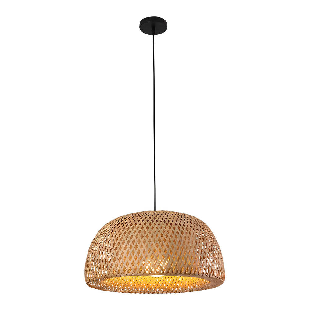 Hand-Woven Bamboo Lantern Dimmable LED Chandelier