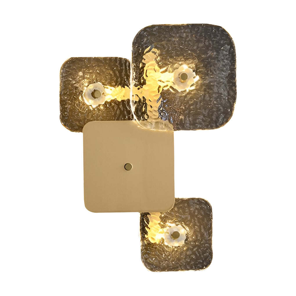 Creative Rounded Square Glass Copper LED Modern Wall Sconce Lighting-Lighom