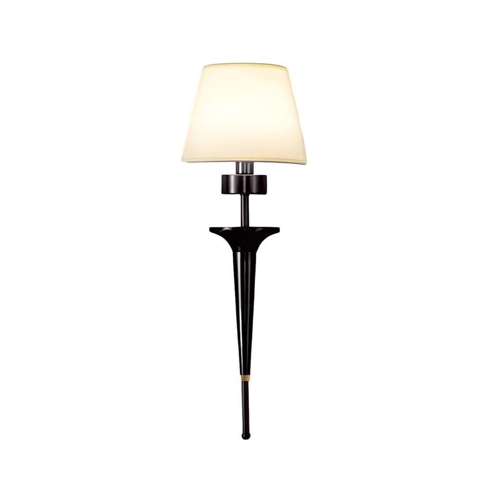 25.98-In H. Gold/Black Copper 1-Light American Wall Sconce with Fabric Shade-Lighom