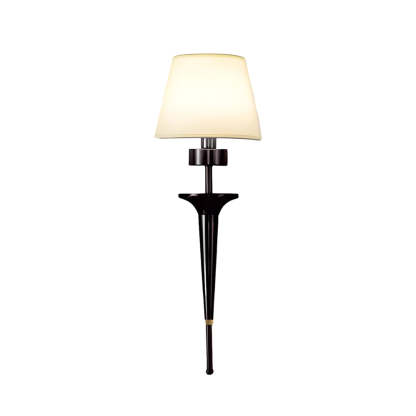 25.98-In H. Gold/Black Copper 1-Light American Wall Sconce with Fabric Shade-Lighom
