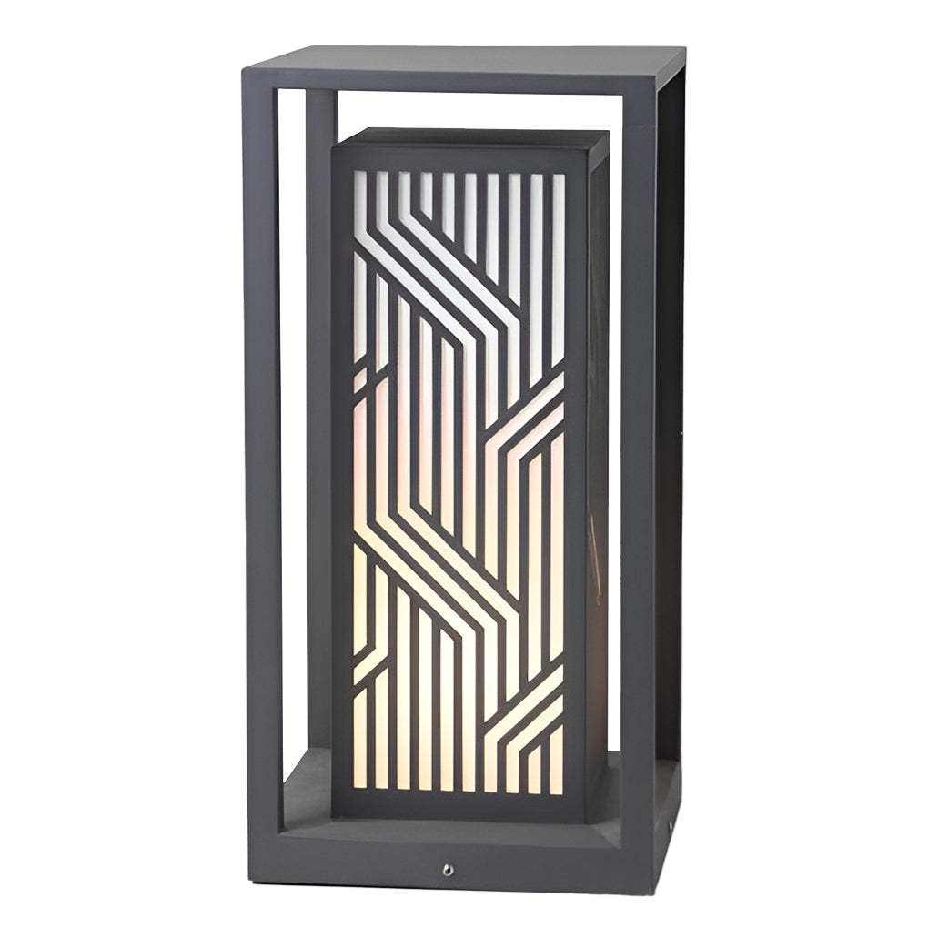 Gray Retro Aesthetic Waterproof LED Outdoor Pathway Cuboid Lantern-Lighom