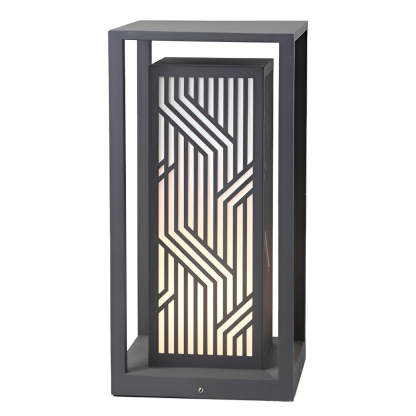 Gray Retro Aesthetic Waterproof LED Outdoor Pathway Cuboid Lantern-Lighom