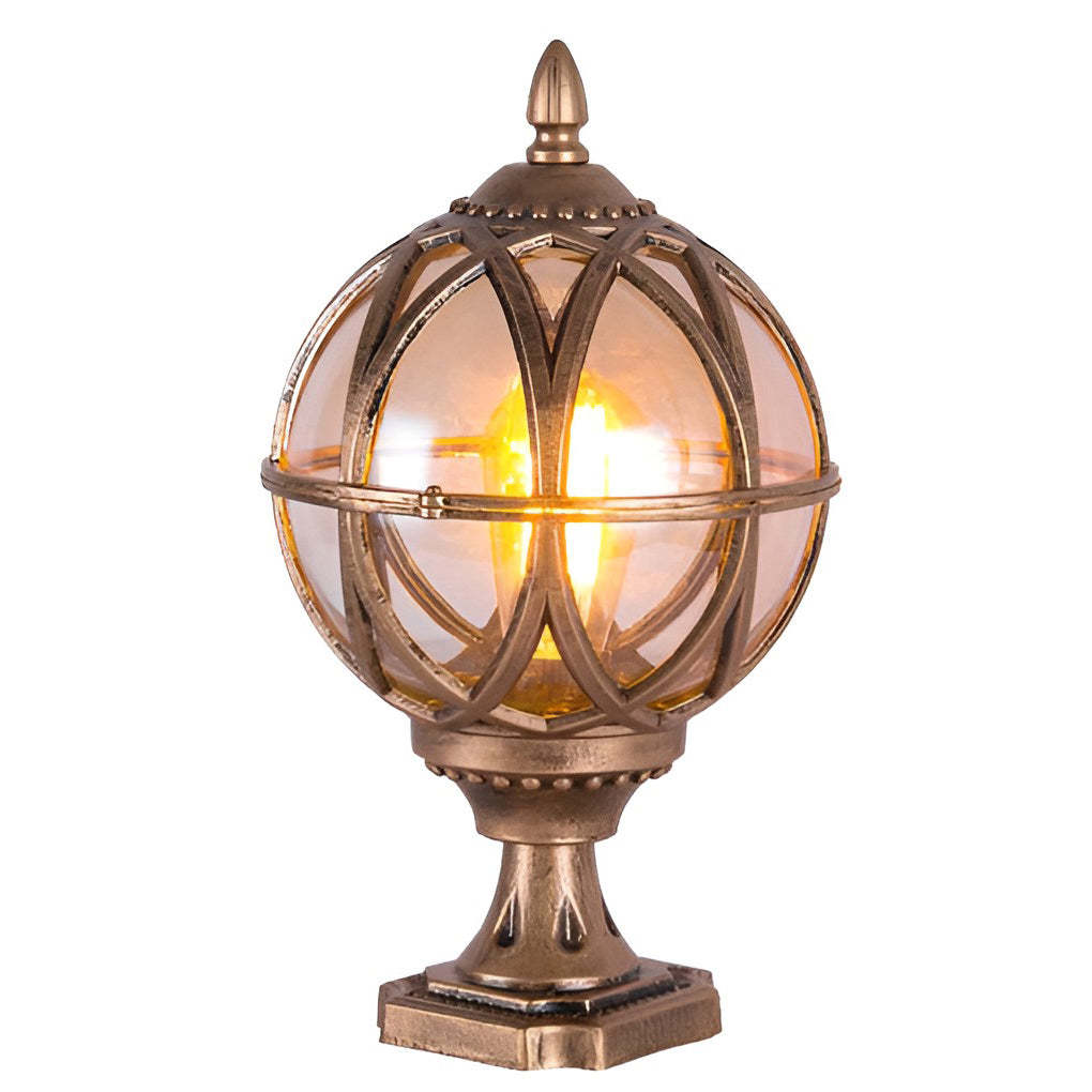 Round Glass E27 Waterproof European Style Outdoor Post Caps Lights-Lighom